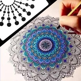 4 Pieces Mandala Dot Painting Stencils, 8/12/16/20Segment Creative Mandala Templates, Reusable Drawing Stencils for Painting on Wood, Wall, Floor, Tile Fabric DIY Art Projects