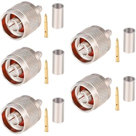 XRDS-RF 5 Pack N Male Plug Crimp Coax Connector Adapter for RG58 LMR195 RG400 Cable