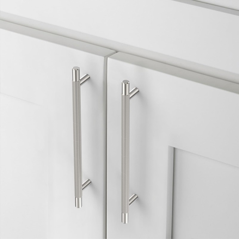 10 Pack Brushed Satin Nickel knurled Cabinet Pulls,6.3 Inch(160mm) Hole