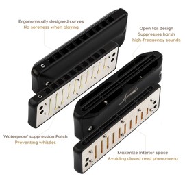 Blues Harmonica JDR C Harmonica Key of C 10 Holes 20 Tones Harps for Adults Kids Professional Beginners Mini Mouth Organ with Case | Assassin