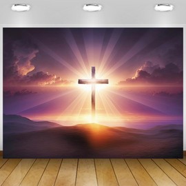 Jesus Christ Cross Backdrops Sepulcher Lord Pray Church Event Photography Backdrops Christmas Easter Religious Belief Backdrop Decoration Banner Photo Studio Props 8x6Ft
