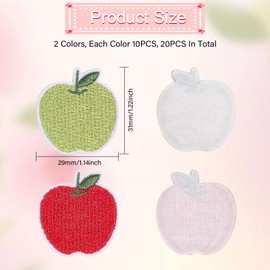 CHGCRAFT Pack of 20 Iron-On Patches Red and Green Apple Embroidered Appliques Apple Clothing Repair Embroidered Patches for Clothes Backpacks Jackets Jeans Dresses Hats DIY Accessories