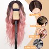 AISI HAIR Ombre Pink Wig for Women, Long Wavy Lace