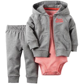 Carter's Baby Boys' 2 Piece Striped Cardigan Set 121g375, Gray/Red, 9 Months