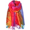 Colorful Elephant Peacock Feather Pashmina Scarf Shawl Wrap (Red Peacock)