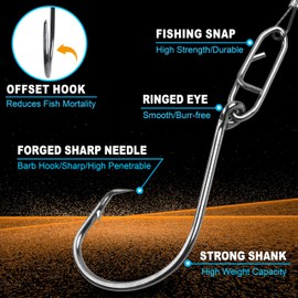 OROOTL Fishing Circle Hooks Rigs, 15/30pcs Saltwater Fishing Steel Leader Hook Rigs Heavy Duty Circle Hook with Wire Leader Circle Hook Rigs for Catfish Lure Rig Catfishing Tackle