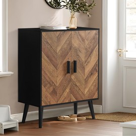 Iwell Storage Cabinet with Adjustable Shelf & Doors, Entryway Cabinet, Accent Cabinet for Living Room, Dining Room, Entryway, Black