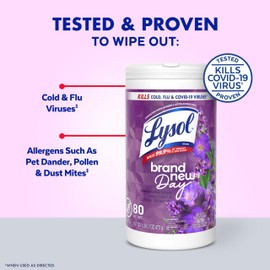 Lysol Disinfectant Wipes, Multi-Surface Antibacterial Wipes For Disinfecting, Cleaning Supplies for Home, Bathroom, Kitchen, & Electronics, Lavender & Cotton Blossom Scent, 80 Count