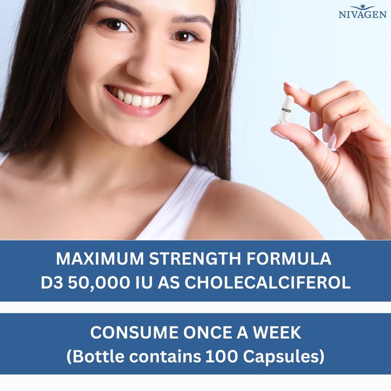 Nivagen Vitamin D3 50,000 IU (1250 mcg) | Once Weekly