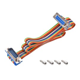 sourcing map IDC Rainbow Wire Ribbon Cable DB15 M/F Male 2.54 mm Pitch 19.7 Inch Long