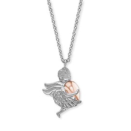 Engelsrufer Women's Necklace Made of Sterling Silver and Guardian Angel with Heart Pendant Two-Tone – Lobster Clasp – Adjustable in Three Lengths – Nickel-Free, Sterling Silver, No Gemstone