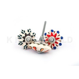 KNOBSWORLD 20 Mix Vintage Look Flower Assorted Ceramic Knobs Door Handle Cabinet Drawer Cupboard Pull (T+P)