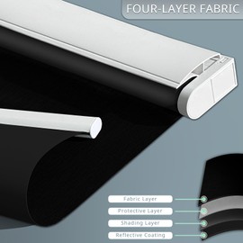 Motorized Blinds【No Drill Cordless Blackout】 Blinds Customized Size, Automatic Electric Blinds with Remote Control, Black 31" W x 72" H