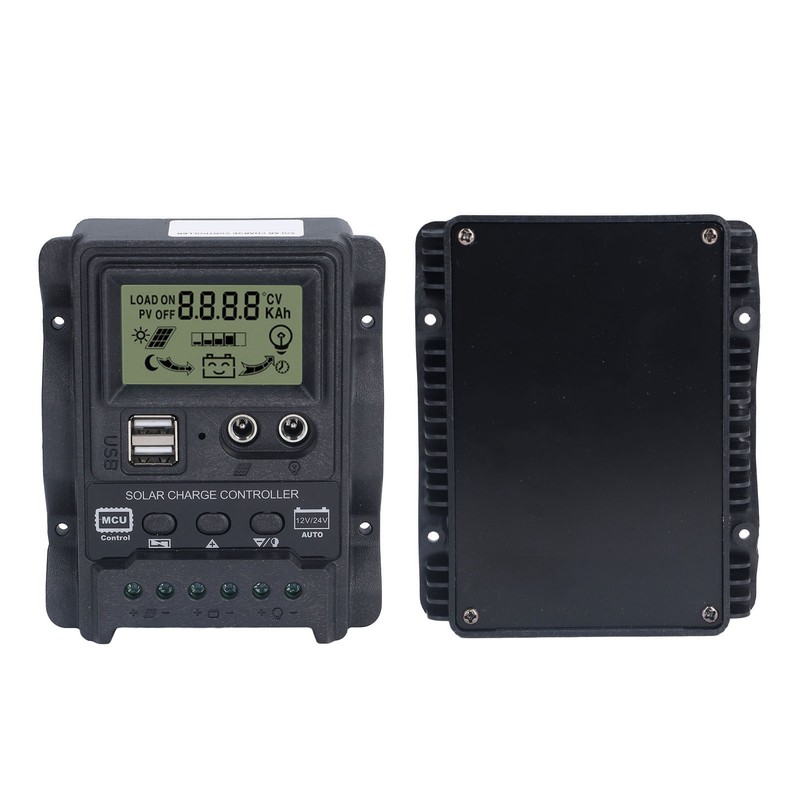 Dual USB Solar Charge Controller ABS LCD Display PWM Charging