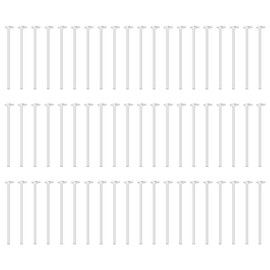 BENECREAT 60Pcs 925 Sterling Silver Flat Head Pins, 24 Gauge Silver Flat Coin Head Pins for Earring DIY Jewelry Making Findings, 0.6inch Long