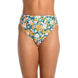 Hobie Women's Standard Hi Waist Bikini Swimsuit Bottom, Multi//Retro Floral, S