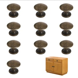 Coollooda Drawer Knobs Pulls, 10 Pieces, Mini Handles, Pulls, Knobs, Antique Zinc Alloy Handles, Diameter 0.4 inches (10 mm), Height 0.3 inches (8 mm), Screws Included, Cabinet, Drawer Grip,