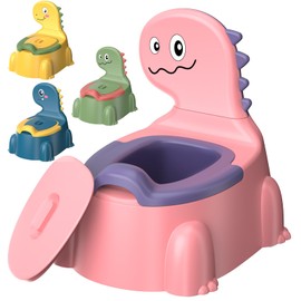 Gliizee mall Potty Training Toilet Toddler Potty Chair Kids Boys Girls Dinosaur Animal Comfortable Potties Training Seat for Childrens Ages 1-3 Portable Baby Toilets with Lid Back Easy to Clean Potty Trainer, Pink