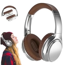 Auriculares Bluetooth Retro de Diadema Inalámbricos con Bass 3D, Plegables - 88 Horas en Espera, Diseño Vintage y Cómodos con Micrófono, Ideales para Viajes/Oficina/Hogar