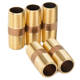 LTWFITTING Brass Pipe 2" Long Nipple Fitting 1/2 Male NPT Air Water (Pack of 5)