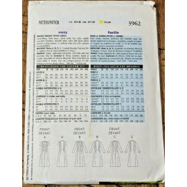 Butterick 3962 Misses A-Line Dress Above Ankle Length Sewing Pattern 8-10-12 OOP