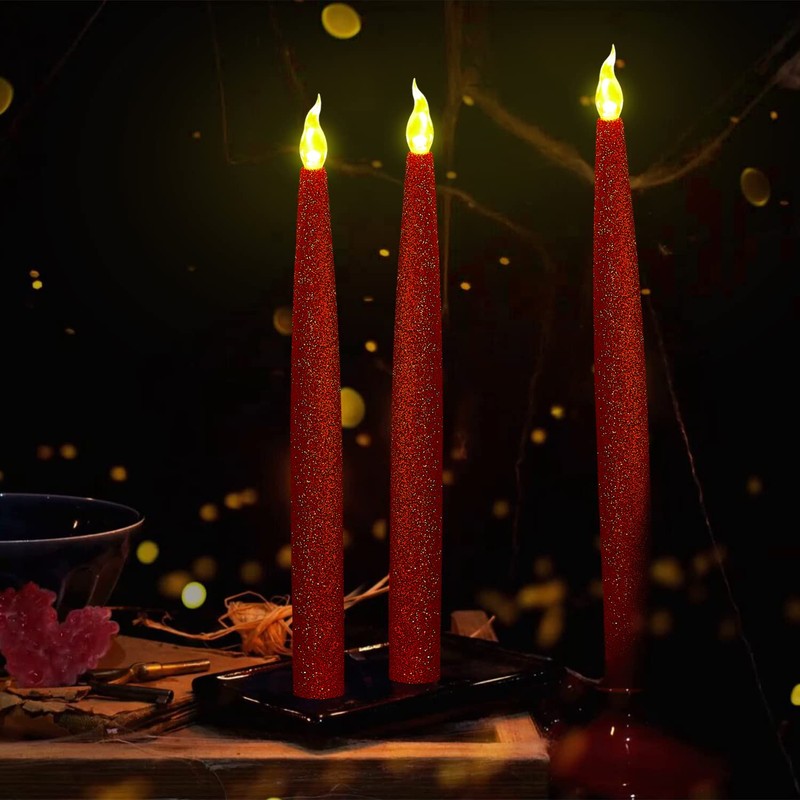 Furora LIGHTING Red LED Taper Candles, Window Candles, Candle Lights,