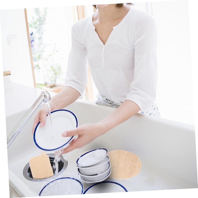 Baluue Natural Loofah Dish Washing Brush Set 2Pcs Kitchen Cleaning
