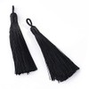 5 x Black Silky Soft 8cm-9cm Tassels with Hanging Loops