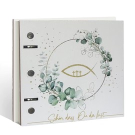 Wooden Baby Party Guest Book Baby Shower Christening Communion Confirmation Memory Book Guest Book to Fill in Alternative as a Birthday Gift 40 Pages (1, Guest Book Christening Communion Square)