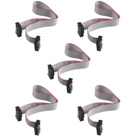 ZDE 5PCS 14 Pin Flat Ribbon Cable with Black 2.54mm FC Dual Row Female to Female Wires IDC Ribbon Connector (30cm Length)