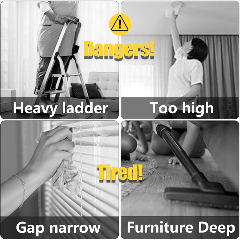 Feather Duster,Dusters For Cleaning Extendable,With30-240cm Pole Telescopic Cobweb Brush Grey4Pcs