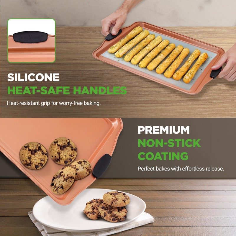 NutriChef 3 Piece Baking Pan Set - PFOA, PFOS, PTFE