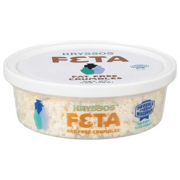 Kryssos Fat Free Feta Cheese Crumbles, 4 oz, 12 Pack
