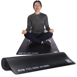 Chirp Stretch Thick Exercise Mat for Yoga & Home Gym, Large Non Slip Fitness Mat for Pilates Workout, Textured Stretching Mat, Floor Protection for Weight Training - 72” x 26.8” - Black