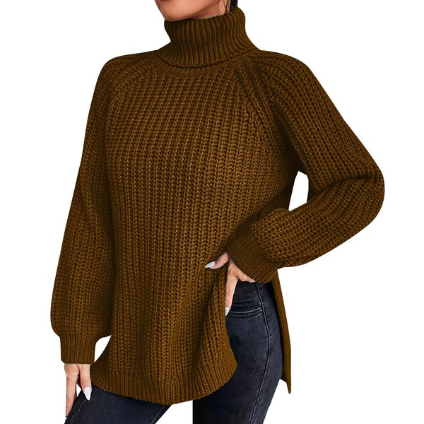 QUINTRA Loose Solid Color Sweater Medium Long Autumn/Winter Turtleneck Long