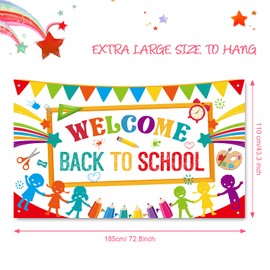 Tatuo Welcome School Backdrop Banner First Day of School Backdrop Welcome Classroom Party Decorations Supplies for Classroom Office Photo Background Decor Outdoor Indoor 6.1 x 3.6 ft