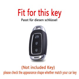 HIBEYO Smart Car Key Case Fits Hyundai Protective Case Key Cover for Hyundai Kona i10 i30 ioniq Accent Tucson Keychain Leather Key Fob Remote Control Key Case B Blue