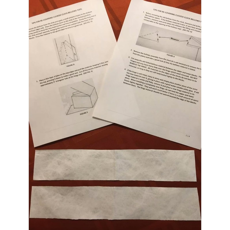 Cuckoo Clock Parts Paper Bellow Recovery 12”x2” inch with Instructions