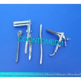 ODM Mathieu Speculum+ Hegar Dilator +3 Head Pinwheel & Pederson Speculum Small