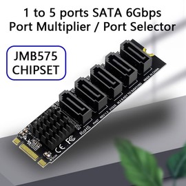 cablecc NGFF Key B+M to SATA 3.0 6Gbps 5 Ports Adapter Converter Port JMB575 2280