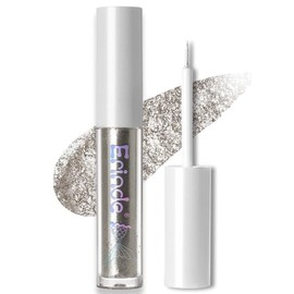 Erinde Sombra De Ojos Glitter, Delineador De Ojos Líquido Con Brillo Plateado, A Base De Gel, Altamente Pigmentado, Maquillaje De Ojos Metálico Con Lentejuelas