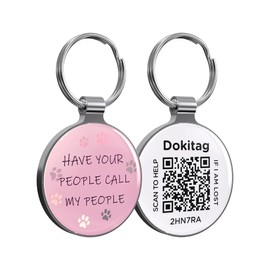 Dokitag QR Code Pet ID Tag,QR Code Dog Tag，Dog ID Tag, Pet Online Profile, Multiple Emergency Contact,Scan QR Receive Instant Pet Location Alert Email(Text A, Small)