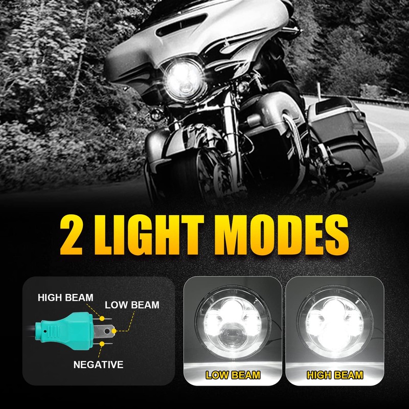 LX-LIGHT Chorme 7 Inch Motorcycle LED Headlight with 4.5 Inch