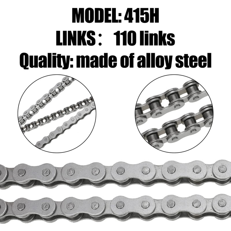 YOXUFA 415H Chain 110L Links with Motorized Bike Chain Tensioner