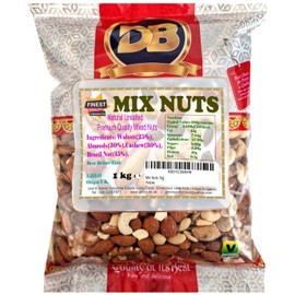 Ginco Mix Nuts 1kg: Raw & Unsalted Cashews, Almonds, Walnuts, Brazil Nuts - Nutritious Vegan, Keto, Vegetarian Snack Mix, Bulk Diet Treat & Wholesome Gift Choice