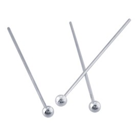 100pcs Sterling Silver Round Ball Pins 35mm (1.5 inch) For Jewelry Making (Wire~ 24GA or 0.5mm) SS6-35