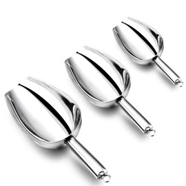 Stainless Steel Scoop Set of 3 (3-5-8 Ounce), E-far Small Metal Scoops for Candy/Flour/Dry Goods/Sugar/Ice Cube, Heavy Gauge Kitchen Utility for Canisters/Jars, Rust Free & Dishwasher