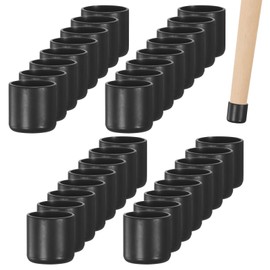 M METERXITY 32-Pack Chair Leg Caps, 3/4 Inch(19mm) PVC Chair Leg Floor Protectors for Folding Chairs/Metal Chairs/Furniture Table/Hardwood Floors, Round Non-Slip Cover End Tips [Black]