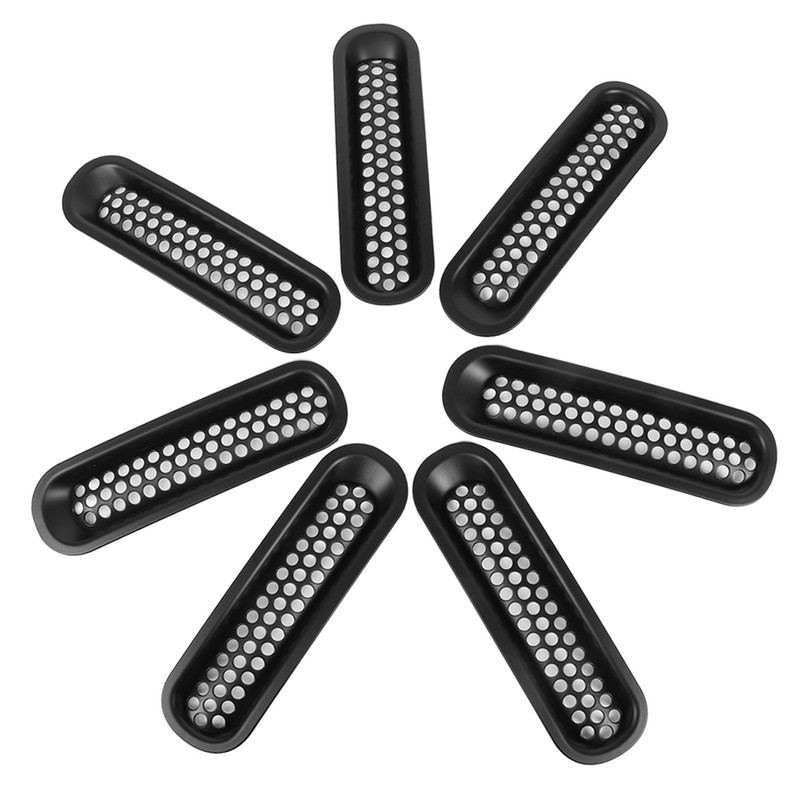 7pcs ABS Exterior Front Grilles Mesh Grill Fit For Jeep