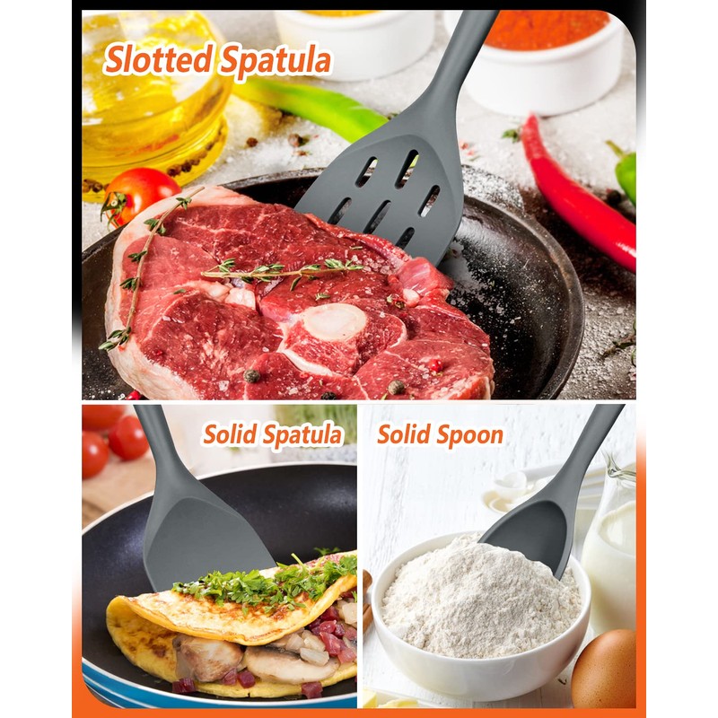 Pack of 3 Silicone Spatula, Non Stick Cooking Utensil Set,